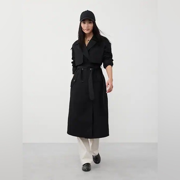FINAL MARKDOWN! NWT! BANANA REPUBLIC BLACK TIMELESS TRENCH COAT - Picture 4 of 4